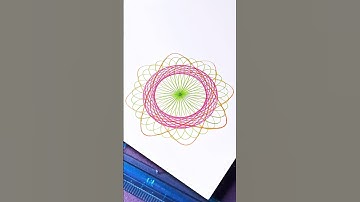 #40 Geometric Spirograph Line Drawing Pink & Orange & Light Green