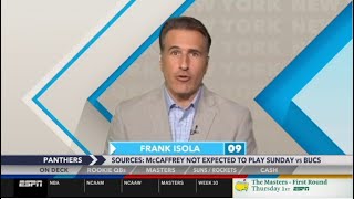 Full Around The Horn Frank Isola Insists Panthers Mccaffrey Not Expected To Play Against Bucs