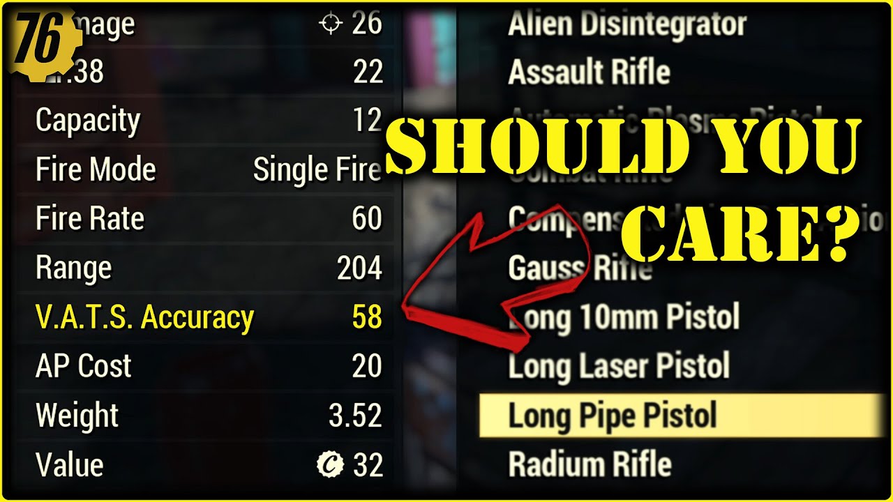 (M) Fallout 76 - About V.A.T.S. Accuracy Stat. - YouTube