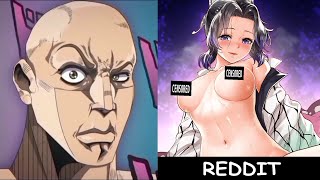 Shinobu Kocho Vs Reddit (the rock reaction meme)