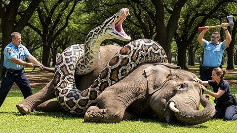 Brave Rescue Team Fights With Giant Python To Save an Innocent Elephant