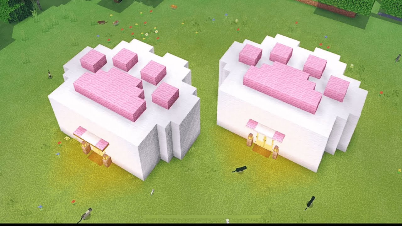 [Minecraft Tutorial] Cats's cute Paw House HowToBuild YouTube