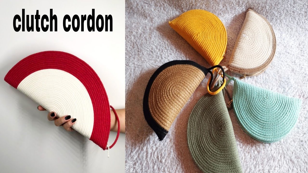 كلاتش بيضاوى بحبال الخيش القطن  الكوردون/مكنه الزجزاج /حبال كوردون /بورتفيه مكنه/clutch cordon