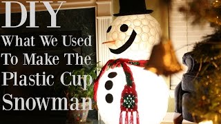 SNOWMAN MADE FROM PLASTIC CUPS