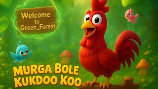 Murga Bole Kukdoo Koo 🐓 || Green Forest Kids Rhyme || Kukdoo Koo! Wake Up Jungle Friends 🐓✨