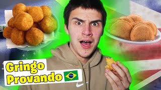 GRINGO PROVANDO BOLINHO DE ARROZ, RISOLES DE CARNE E MAIS