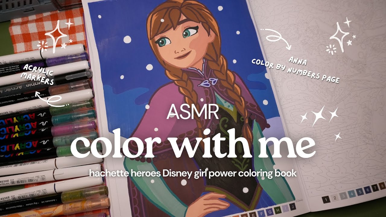 ASMR color with me ❄️🩵 Anna | Disney color by numbers book | Guangna + Languo acrylic markers