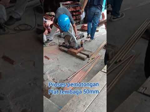 cara memotong plat tembaga 50mm