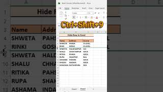 Excel Shortcut Trick – Ctrl + 9 Se Rows Hide Karein | Shift Select Smart Method  #shortsviral