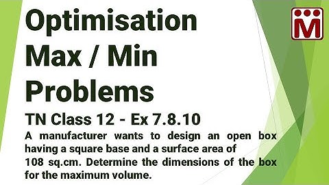 Find the dimentions of box having max volume with a given surface area | Ex 7.8.10