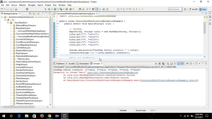 Java Interview Questions-3 - How to remove ConcurrentModificationExpection from hash map