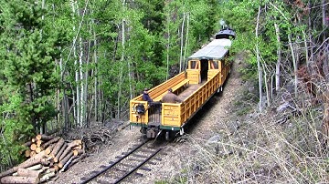 Georgetown loop steam locomotive #12 pushes cars up the steep grade. 2012
