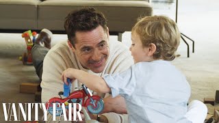 Robert Downey Jr. and His Son Exton Play By the Pool | Vanity Fair