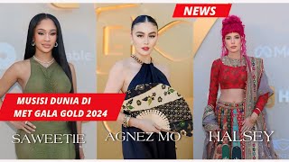 Agnez mo bersama Musisi Dunia di Met Gala Gold Amerika  #agnezmo #halsey #saweetie