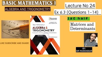 Basic Mathematics 1 Algebra and Trigonometry EX 6.3  part 1 |Chapter 6| By Nauman Khalid