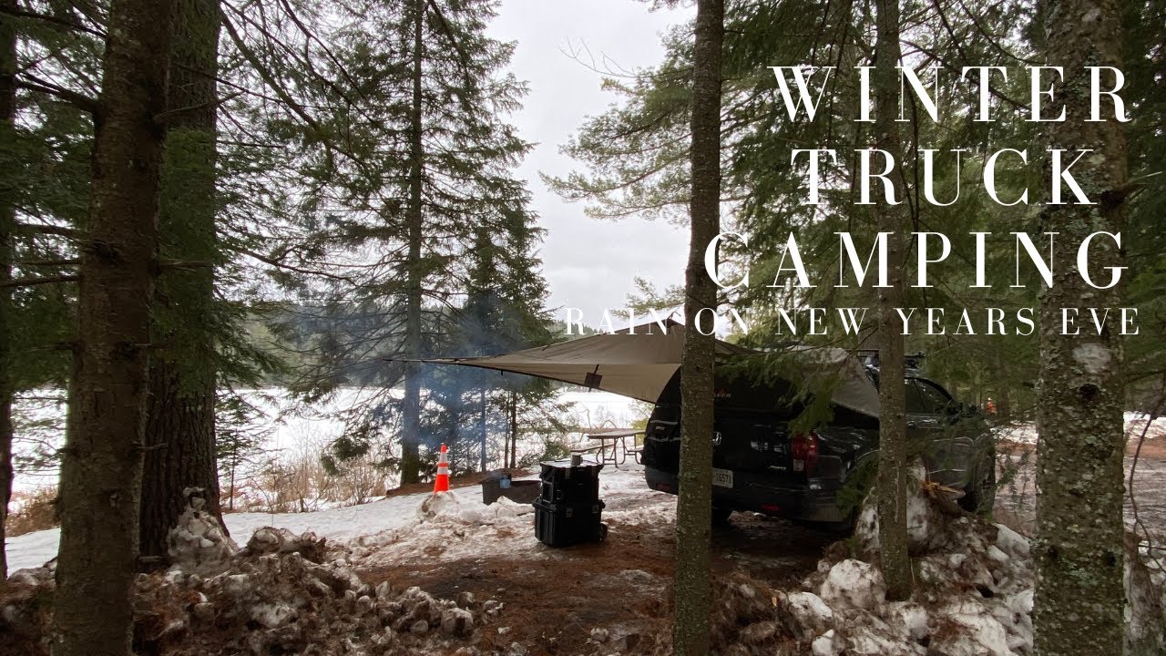 Rain on end of December. New Year's Winter Truck Camping. 픽업트럭캠핑.