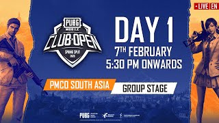 [EN] PMCO South Asia Group Stage Day 1 | Spring Split | PUBG MOBILE CLUB OPEN 2020
