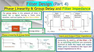 Filter Design #4. Filter Specs: Phase Linearity, Group Delay & Input / output Impedance Matching.