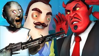 GRANNY vs HELLO NEIGHBOR 4: FINAL SATAN FIGHT (3D SFM Horror Game Animation)