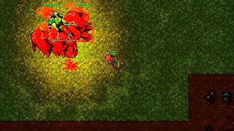 The tibia Monster Fight  - 3 demons vs  1 juggernaut