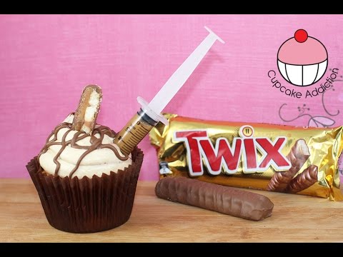 TWIX Cupcakes Recipe with Caramel Shots! Small Batch Baking with Cupcake Addiction