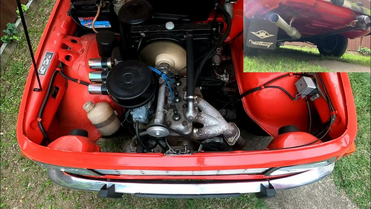 Wartburg 353 2 stroke 3 cylinder engine sound idle + revs YouTube