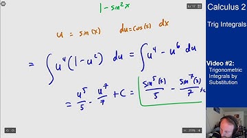Trigonometric Integrals - Video 2 - Trigonometric Integrals by Substitution