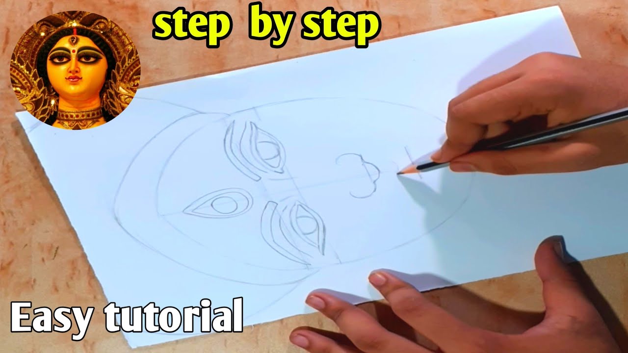 how to draw Maa Durga face step by step/Easy tutorial /Durga puja/2020