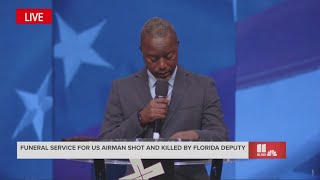 Former coach for US airman shot and killed by Florida deputy speaks at funeral