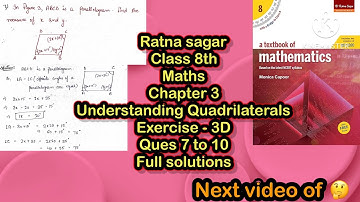 Class 8 ratna sagar maths ex 3D ques 7 to 10 || Mathsadda ||