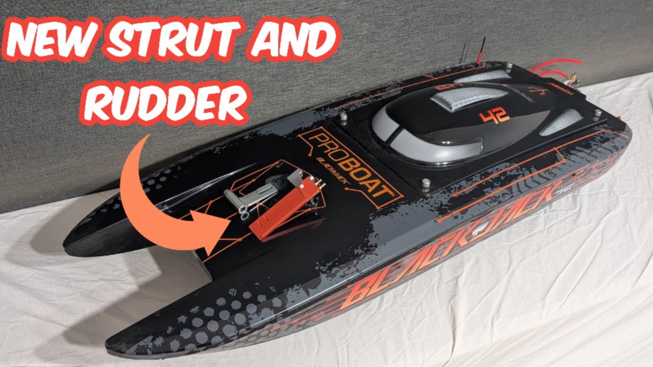 Proboat Blackjack upgraded strut and kickback rudder install