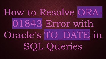 How to Resolve ORA-01843 Error with Oracle