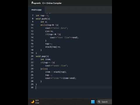 Implement of stack using array #stack #shortsfeed - YouTube