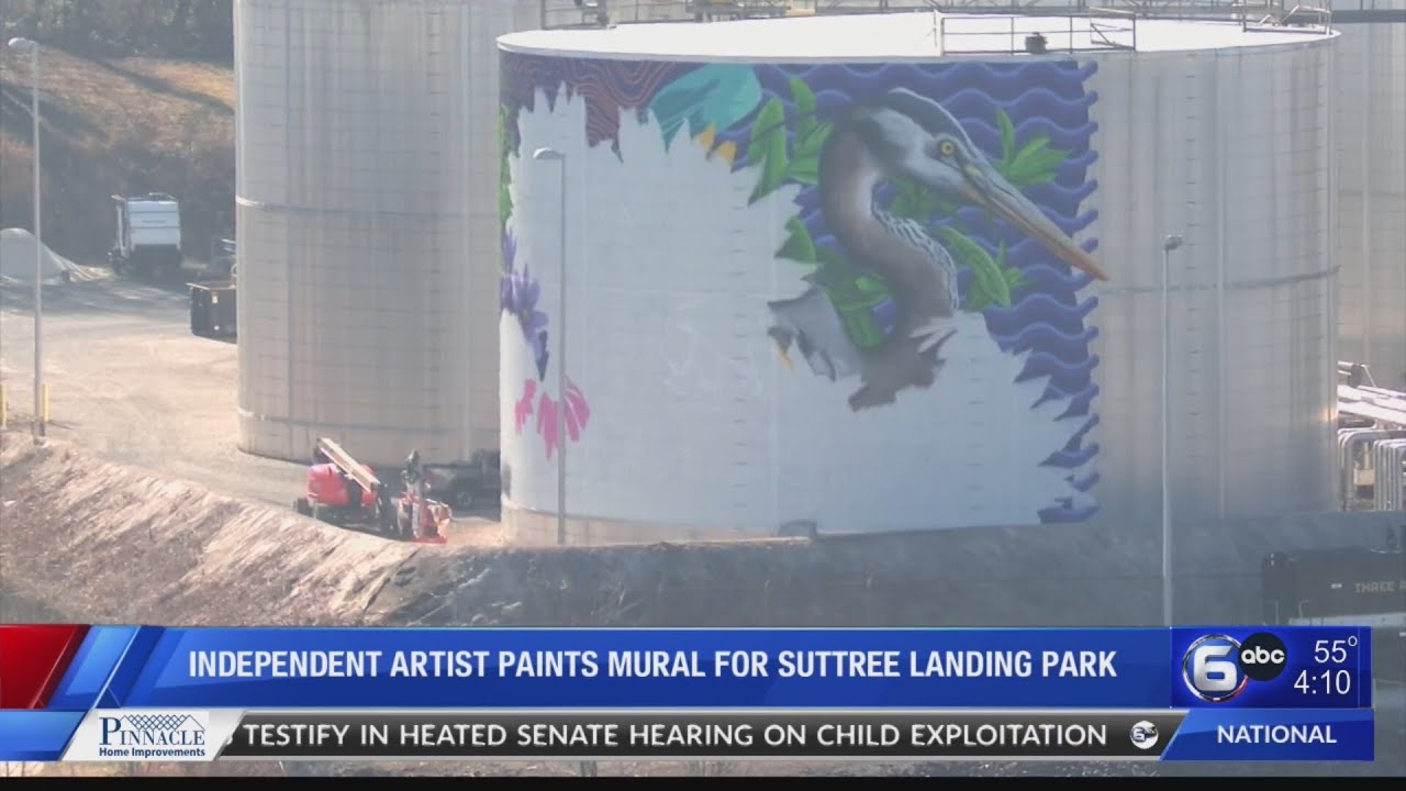 Artist painting massive mural near Suttree Landing Park in Knoxville YouTube