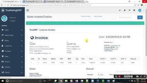GST Billing software,Online GST ACCOUNTING, Inventory- First Invoice creation in TrueRatingERP
