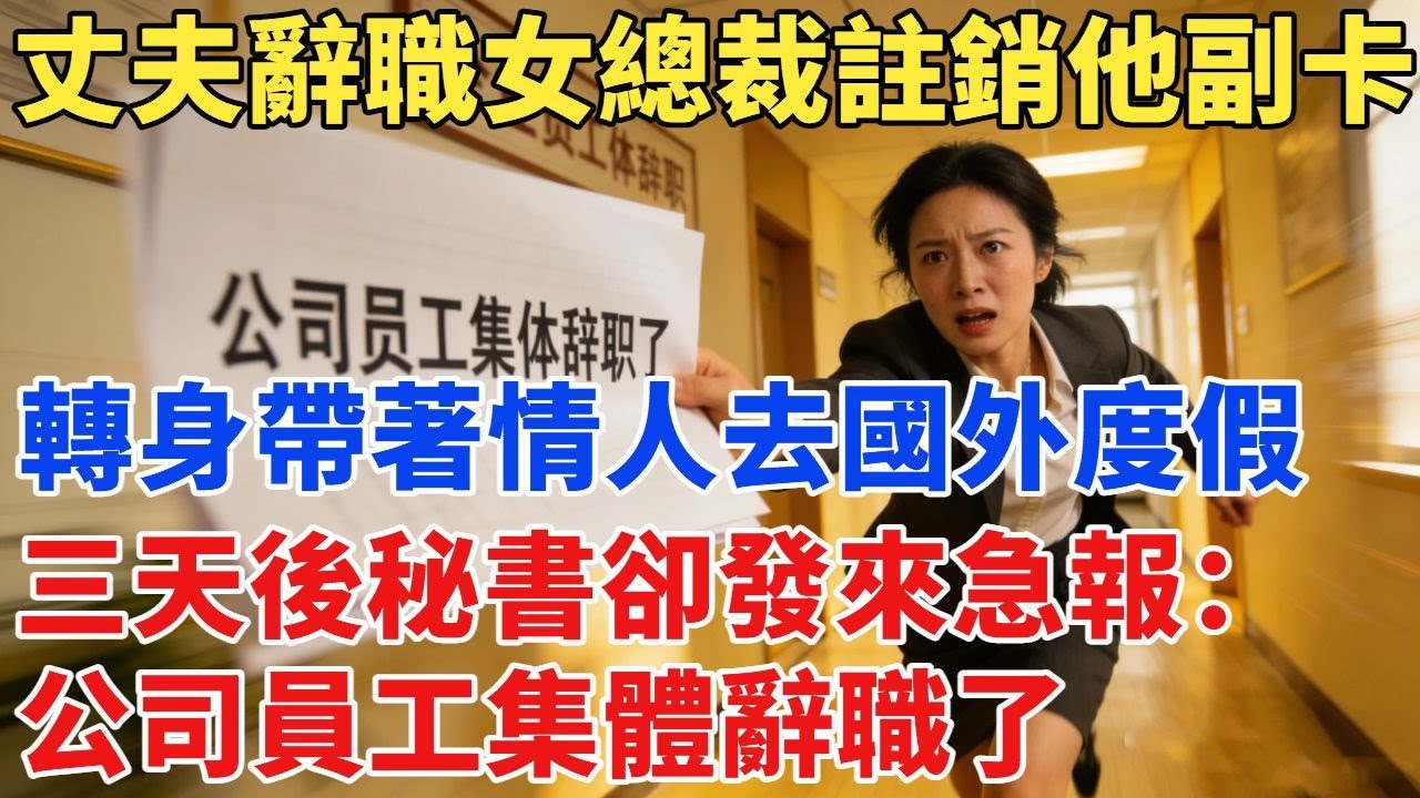 收到丈夫的辭職信，女總裁嗤笑一聲註銷了他的副卡，轉身帶著情人去國外度假，三天後祕書卻發來急報：公司員工集體辭職了#故事#奇聞#故事分享#為人處世#奇聞異事#情感#情感故事