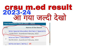 crsu med result 2023 3rd semester odd semester 2nd year || crsu m.ed special result || crsu m.ed odd