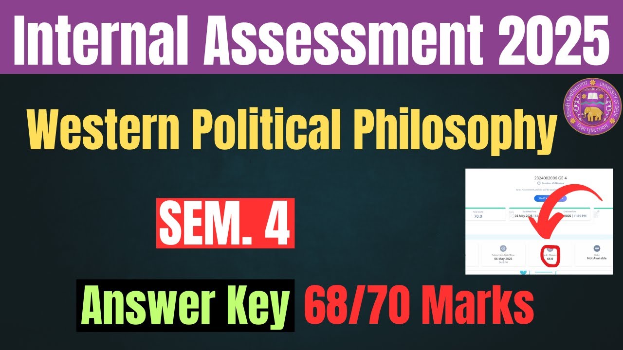 Western Political Philosophy | Internal Assessment| Sem 4|Answer Key ...