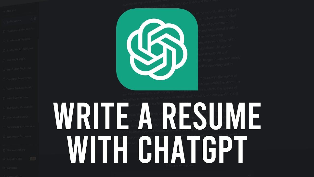 How To Use ChatGPT To Write a Resume (Step By Step) - YouTube