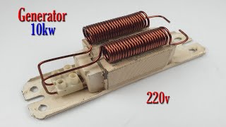 I make 220v.10kw amazing electric generator with light bulb transformer