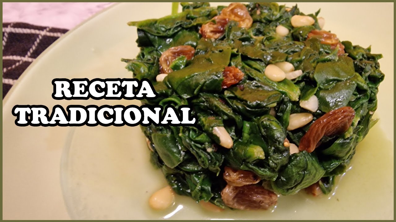 💥Como hacer espinacas con pasas y piñones 😋Espinacas a la Catalana