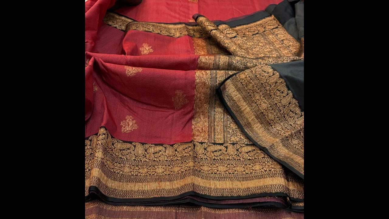 Pure Banarsi Tussar Silk Brocade Sarees || Pure Copper Zari Border || Matching Blouse || Rs.8750/-