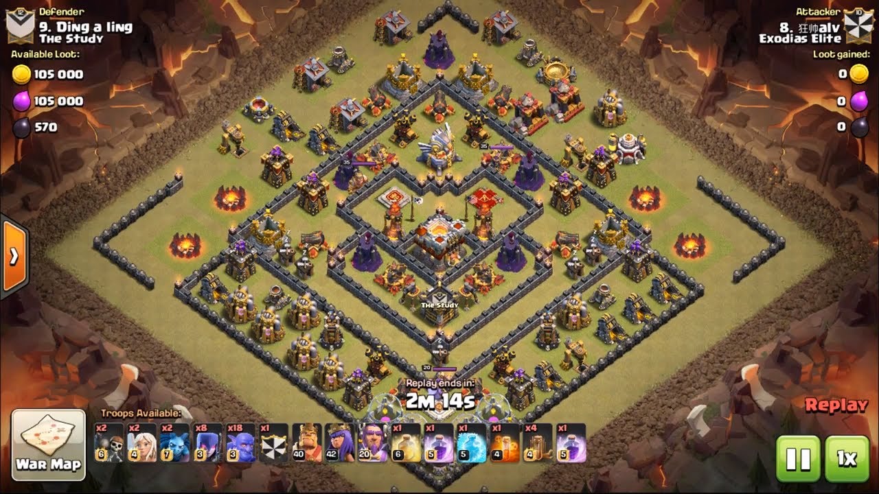 CoC TH11 vs TH11 bowitch bowlers + witches 3 star (may 2017 update)