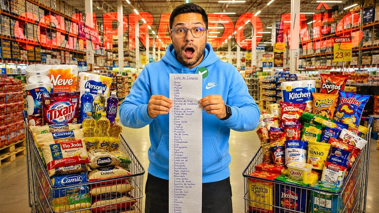 COMPRAS DO MÊS NO MERCADO 🛒 Quanto gastamos?