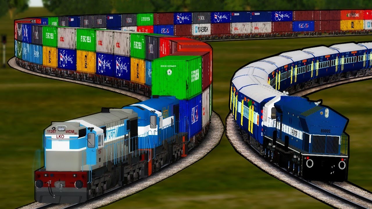 Beautiful S-Curve over Indian Railways Network | Trains Passing Over Snake Curve | MSTS Open Rails