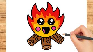 How to Draw a Cute Campfire Step by Step - Cute Easy Drawing for Kids & Beginners Summer Camping How to Draw a Cute Campfire Step by Step - Cute Easy Drawing for Kids & Beginners Summer Camping