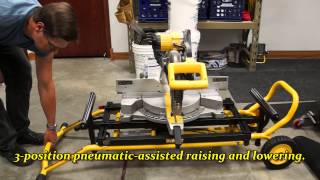 Basic miter stand made by Dewalt that we like and reviewed here. Good piece of equipment to have to work with the miter saw of 