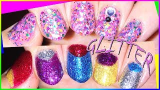 Very easy and GLITTER filled step by step nail tutorials for beginners!