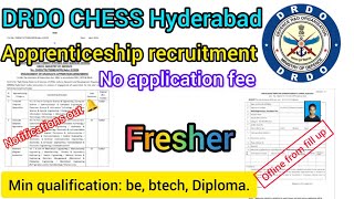 DRDO New Apprenticeship recruitment 2024 form kaise bhare drdo diploma or be,btech vacancy out