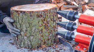 Dangerous Automatic Homemade Firewood Processing Machines, Fastest Huge Wood Splitting Machines